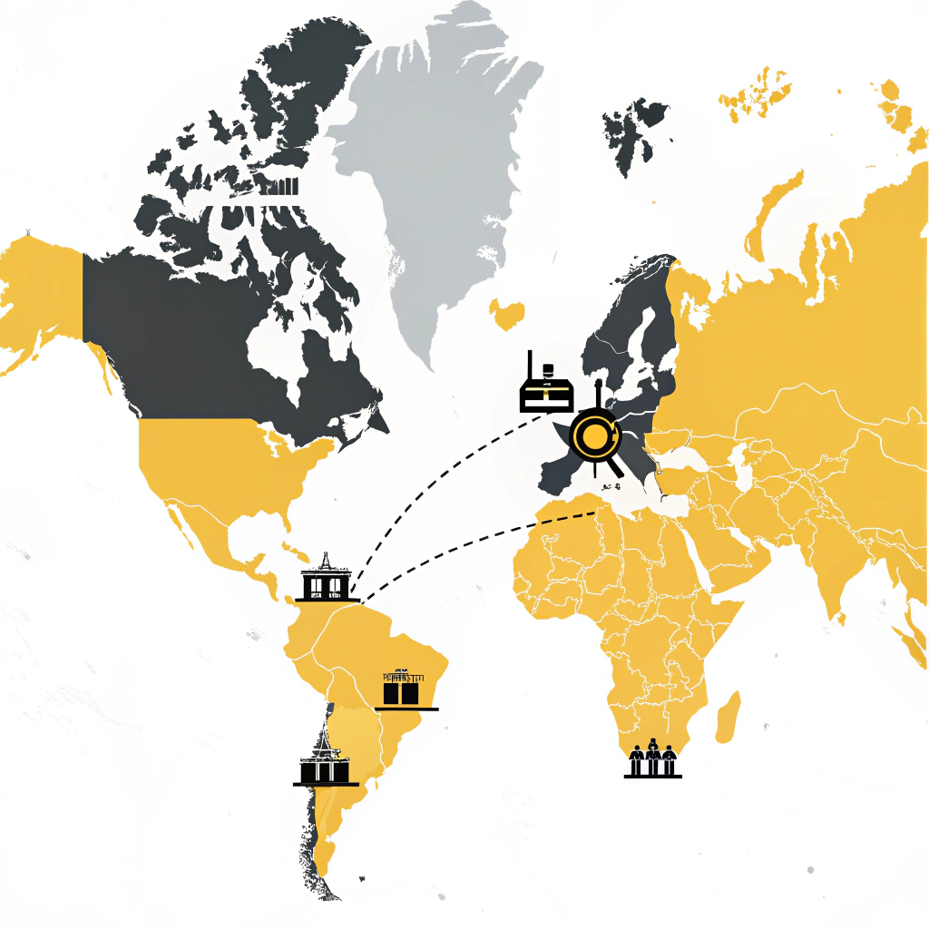 world map infographic of stanley power tool factories across multiple regions
