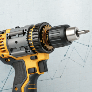 cutaway view of stanley style cordless drill gears motor and chuck