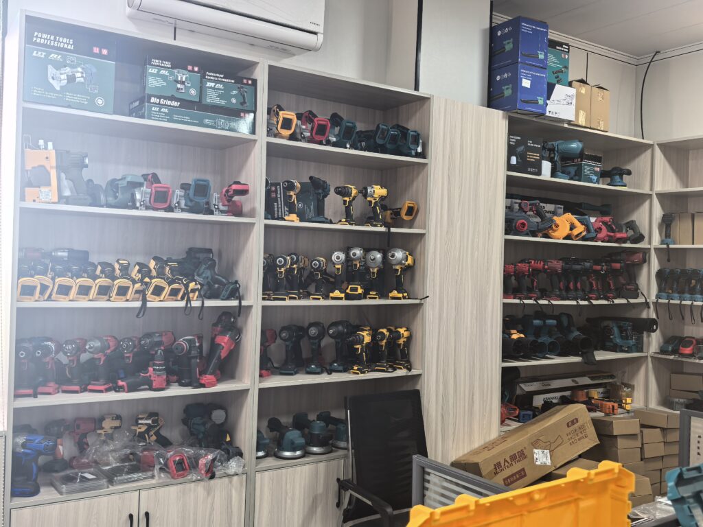 The sample cabinet was filled with samples of power tools.